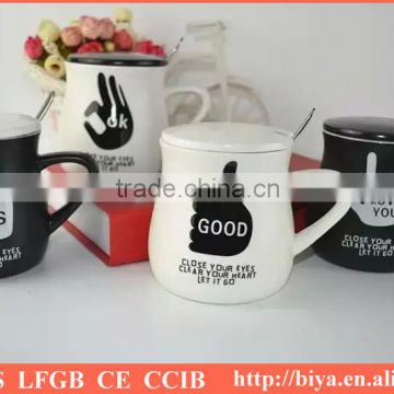 coffee mug with spoon popular cup ceramic cup with decal printing coffee mug with lid and handles