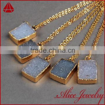 Wholesale hot new products for 2015 rectangle jewelry druzy charm necklace accessories