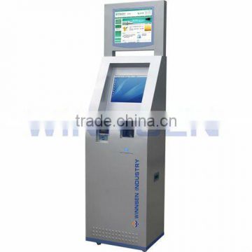 Interactive multimedia kiosk with touch screen computer pinpad cash acceptor receipt printer