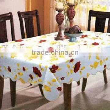 printed Vinyl table cloth with flannel backing, oblong table cloth with stitched edge,