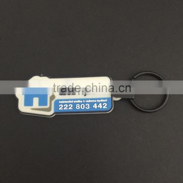 company logo and info house shape rubber pvc keychain