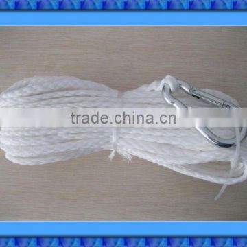 Hollow braided mooring rope