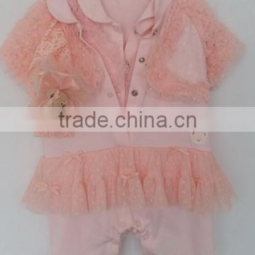 baby girls cute pink embroidered rompers for Autumn