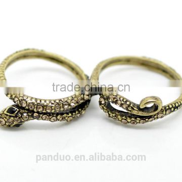 Antique Bronze Snake Two Fingers Double Rings