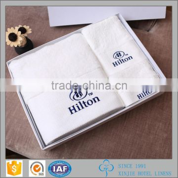 Custom Design white cotton dobby hand towel with Custom-logo