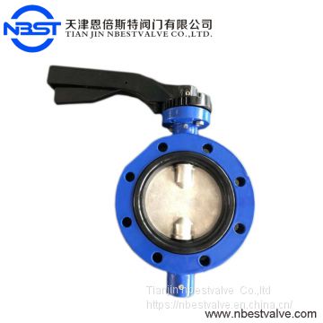 D71X-10L Aluminum alloy body and aluminum alloy lever wafer butterfly valve DN100