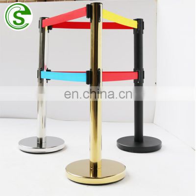 Golden stanchion and rope crowd control barriers queue barriers