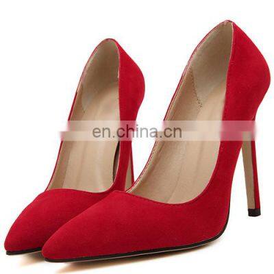 high heel women's pumps shoes red suede upper pointed toe women single small orders ladies shoes