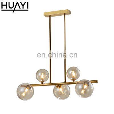 HUAYI New Model Living Room Home Decoration Iron Modern Pendant Ceiling Glass Lamp