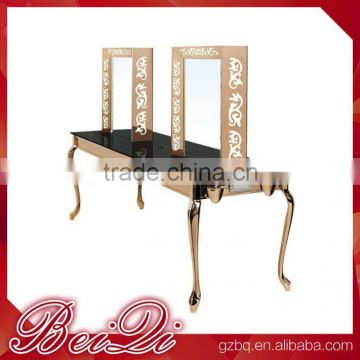Antique hair salon furniture supplies,4-face two sides led makeup dressing salon mirror table