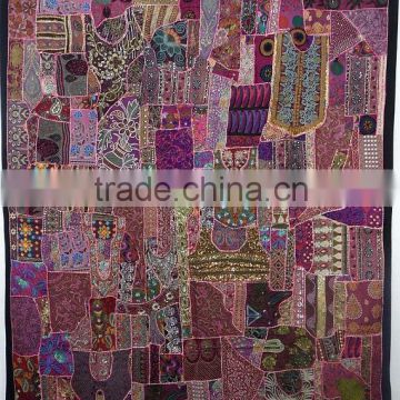 Indian Recycle Sari Patchwork Curtains , Handmade Patchwork Wall Decor Art Curtains