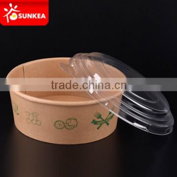 Disposable paper salad bowl with plastic lid for take away                        
                                                Quality Choice