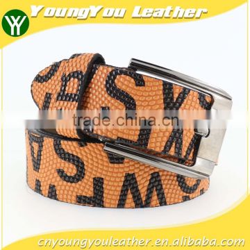 Designer Fashion ladies leather belt with orange rugged pu leather in yiwu