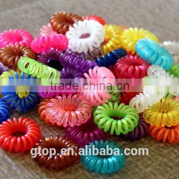 Little size plastic mixed color elastic candy quality cheap women telephone wire hair circle