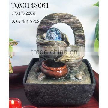 Tabletop Polyresin Stone Water Fountain with Rolling Ball