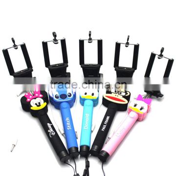 2015 OEM Wholesale colorful cable take pole selfie stick made in china