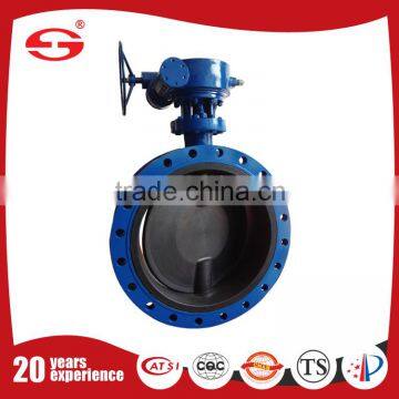 GOST standard Double Flange handle worm gear flange type soft seal butterfly valve