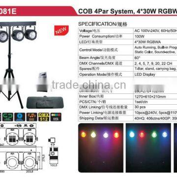High Quality T-Bar and Footswitch Control 4*30W RGBWA LED Beam Light Stage Light