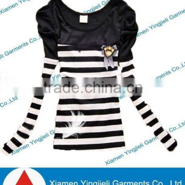 Long Sleeve Stripe Fashion Women Tshirt 2013