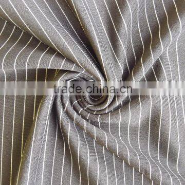 Yarn dyed black / white polyester stripe fabric with spandex