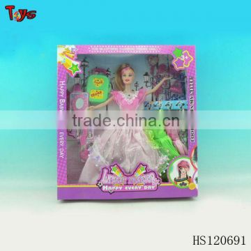 young girl modeling doll