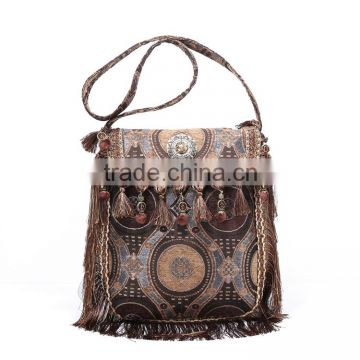 Hot Sale Winter Warm Vintage Handbags Dark Color Tassel Vintage Shoulder Bags