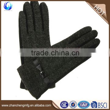 Factory price fashion women winter warm cotton knitted gloves with cashmere palm