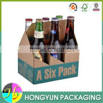 custom printed cardboard take away 6 bottle carrier