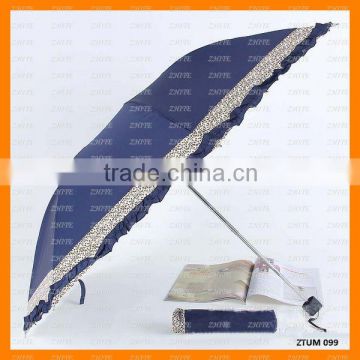 Fashion Lace Stripe Triple Folding Umbrella