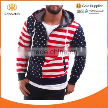 USA American Flag Star Printed Hoodie Jacket Sweater Sweatshirt Full Zipper