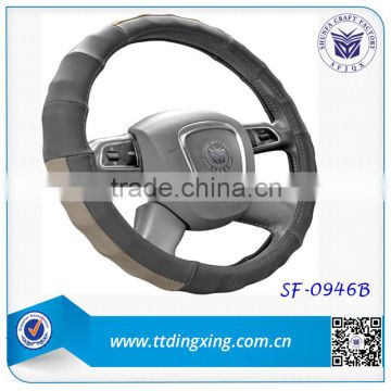 new style fashionable interior accessories grey real leather car steering wheel covers from factory