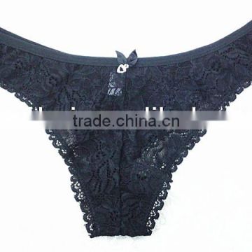 Stylish style sexy transparent black lace ladies panty underwear