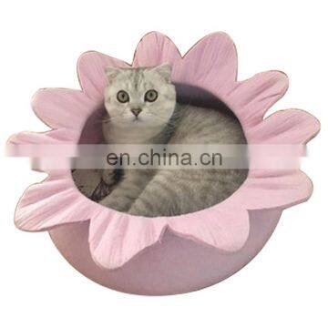 Eco-friendly Fashion Soft Pet Cat Bed 100% Cotton Round Flower Shape Cute Cat Bed Indoor