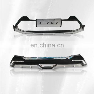 For Toyota CHR C-HR IZOA 2017 2018 2019 Front+ Rear Bumper Diffuser Bumpers Lip Protector Guard skid plate ABS Chrome finish