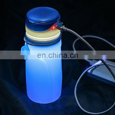 Hot Sale Popular Silicone Foldable Cup LED Lighting Camping Kettle Functional USB Charging Luminous Water Bottle Cups
