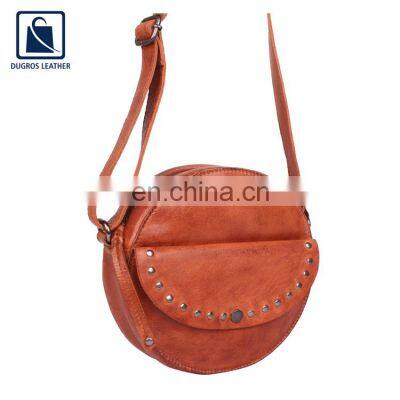 2022 New Arrival Swiss Cotton Lining Material Vintage Style Wholesale Genuine Leather Women Sling Bag at Bulk Price