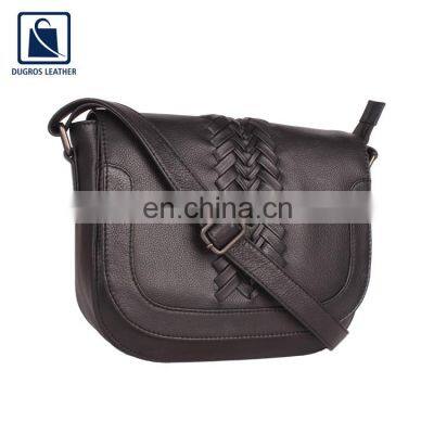 Fashion Style Luxury Pattern Premium quality Matching Stitching Genuine Leather Women Sling Bag at Factory Price