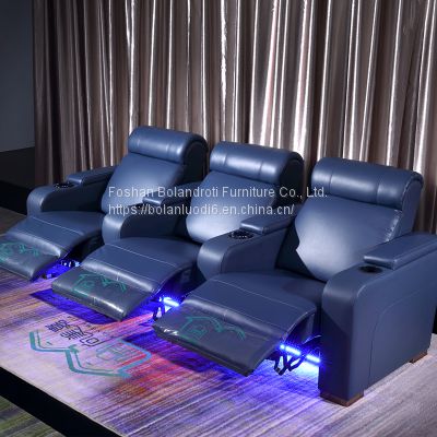 High-end villa home theater sofa private audio-visual room sofa movie hall leather electric multi-functional sofa