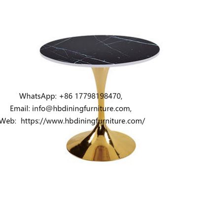 Metal round table glass dining table