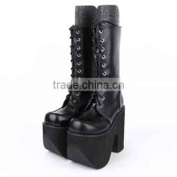 15cm heel fashion black leather Punk Boots/ lolita shoes                        
                                                Quality Choice