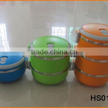 HS018 17cm Plastic And Stainless Steel Combination Lunch Box