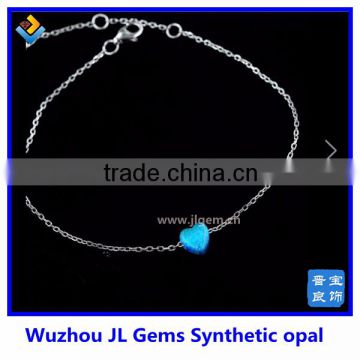 Wholesale Handmade blue fire opal bracelet 925 sterling silver tennis bracelets opal heart tennis bracelet