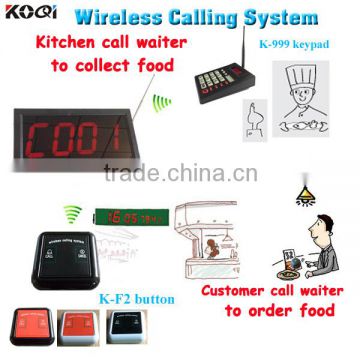 Restaurant Kitchen Equipment Calling System With Display And Button K-2000+K-999+K-F2