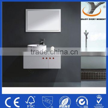 White Wall-mounted bathroom washbasin pvc cabinet with round sink