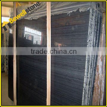 Premium quality 3cm black wood grain marble slab polishing