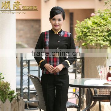 high quality red/black long sleeve sexy restaurant waitress uniforms