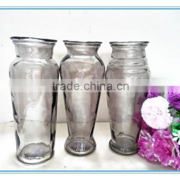 2016 Home decor color glass vase with three different designs for wedding decoration