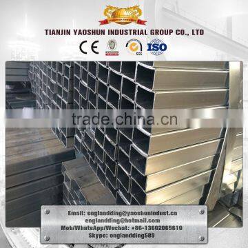 BS standard astm a53 pre galvanized square steel pipe 75*50mm