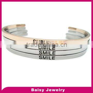 factory price custom plain engraved stainless steel cuff bangle personalized