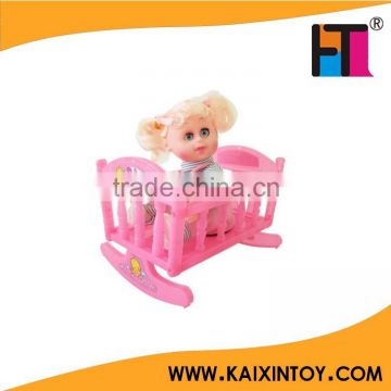 electronic girls baby doll cribs and bed toy set/plastic cheap baby dolls
